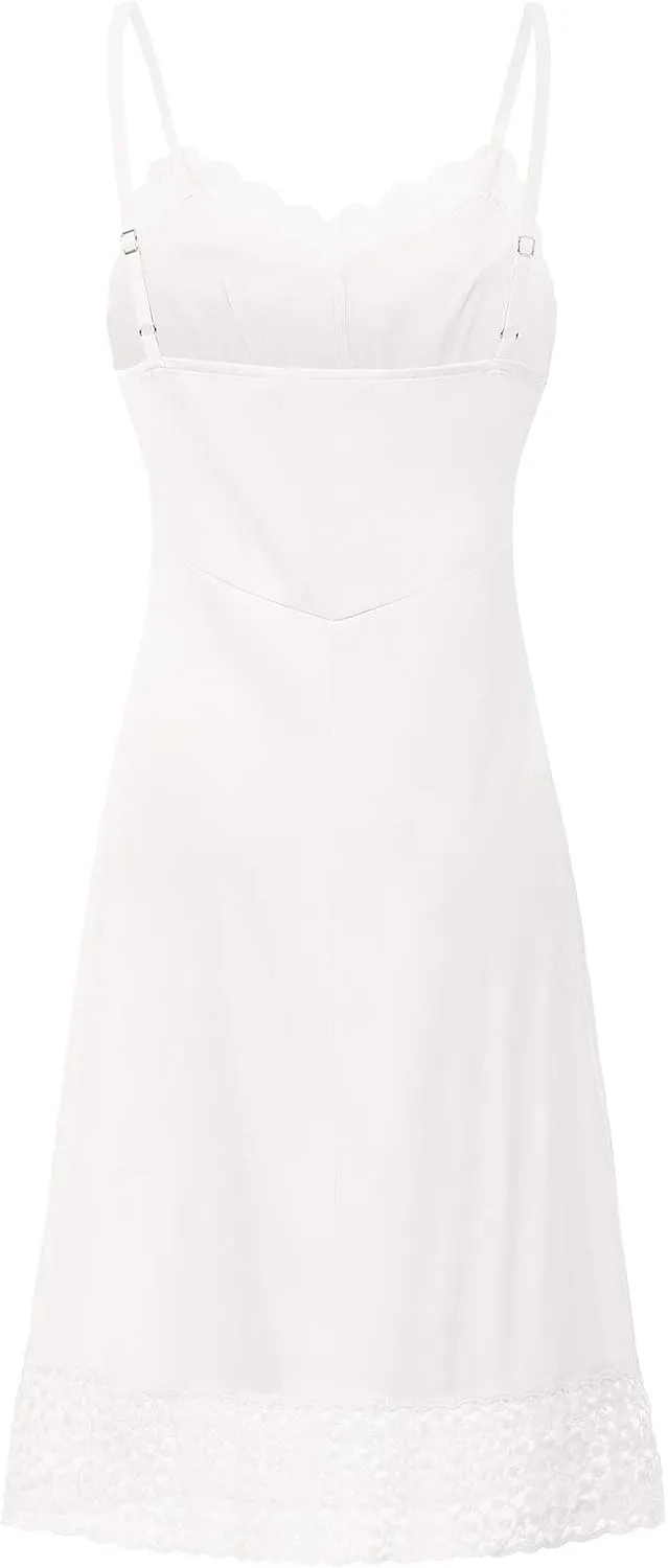 Belle Poque Lace Full Slips for Women Under Dresses Adjustable Spaghetti Strap Cami Dress