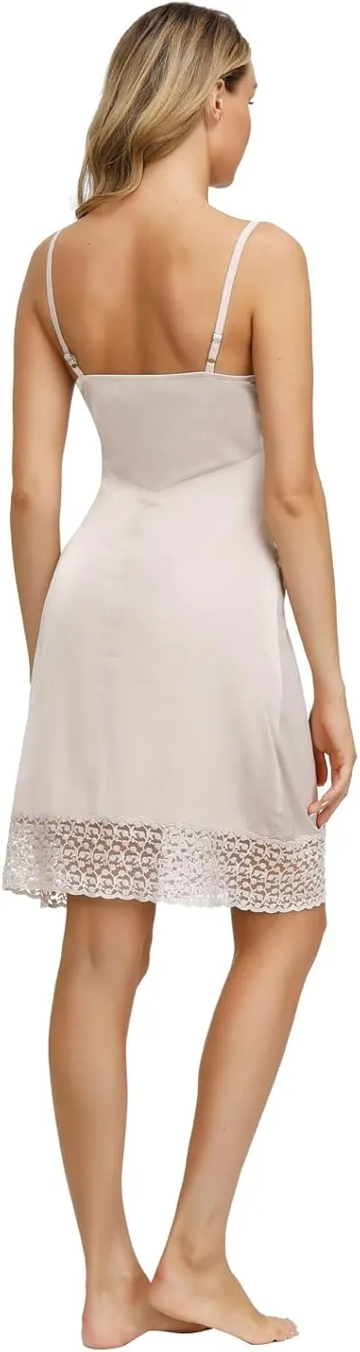 Belle Poque Lace Full Slips for Women Under Dresses Adjustable Spaghetti Strap Cami Dress