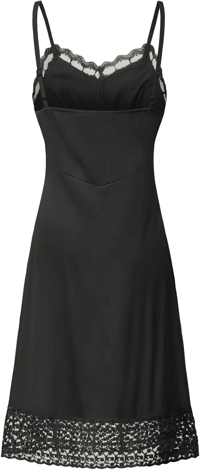 Belle Poque Lace Full Slips for Women Under Dresses Adjustable Spaghetti Strap Cami Dress