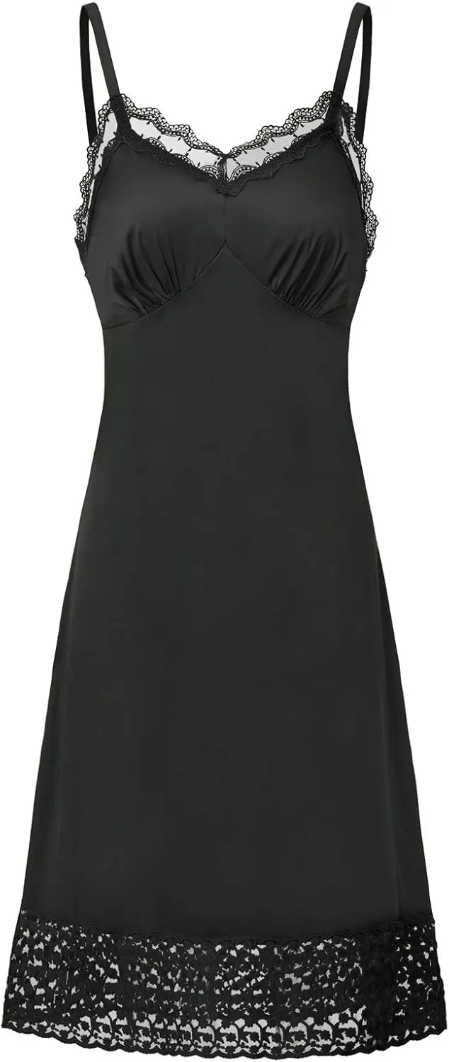 Belle Poque Lace Full Slips for Women Under Dresses Adjustable Spaghetti Strap Cami Dress