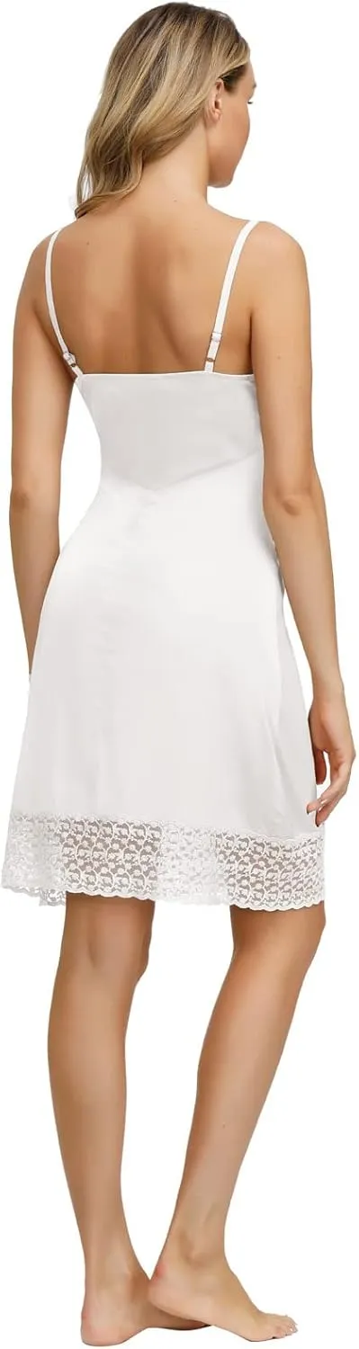 Belle Poque Lace Full Slips for Women Under Dresses Adjustable Spaghetti Strap Cami Dress