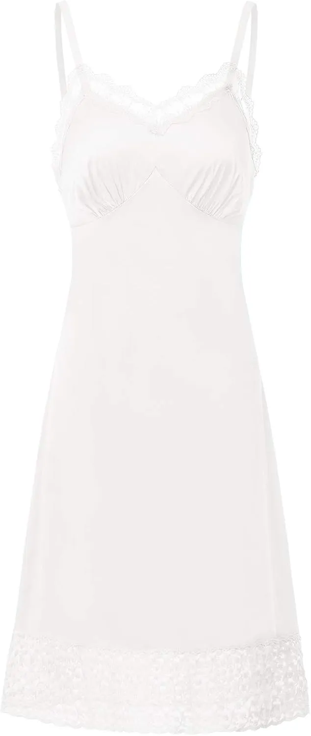 Belle Poque Lace Full Slips for Women Under Dresses Adjustable Spaghetti Strap Cami Dress