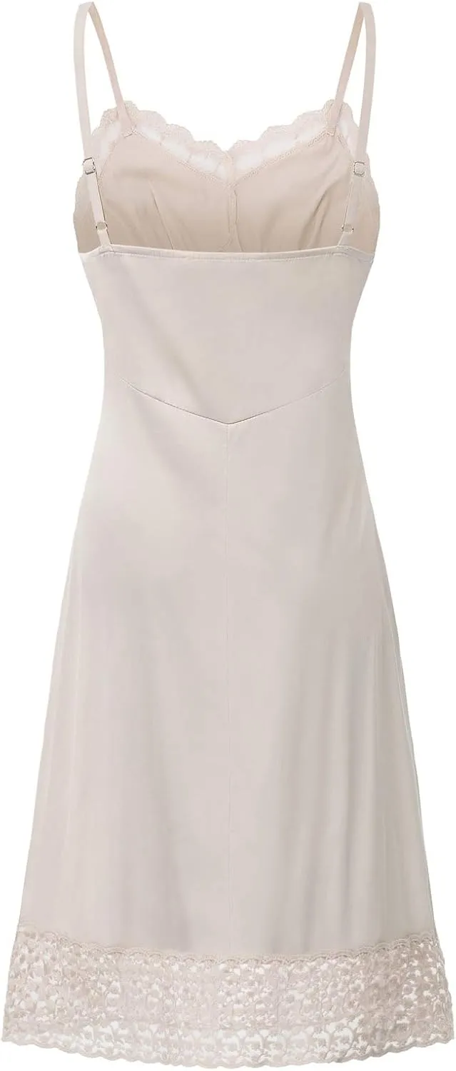 Belle Poque Lace Full Slips for Women Under Dresses Adjustable Spaghetti Strap Cami Dress