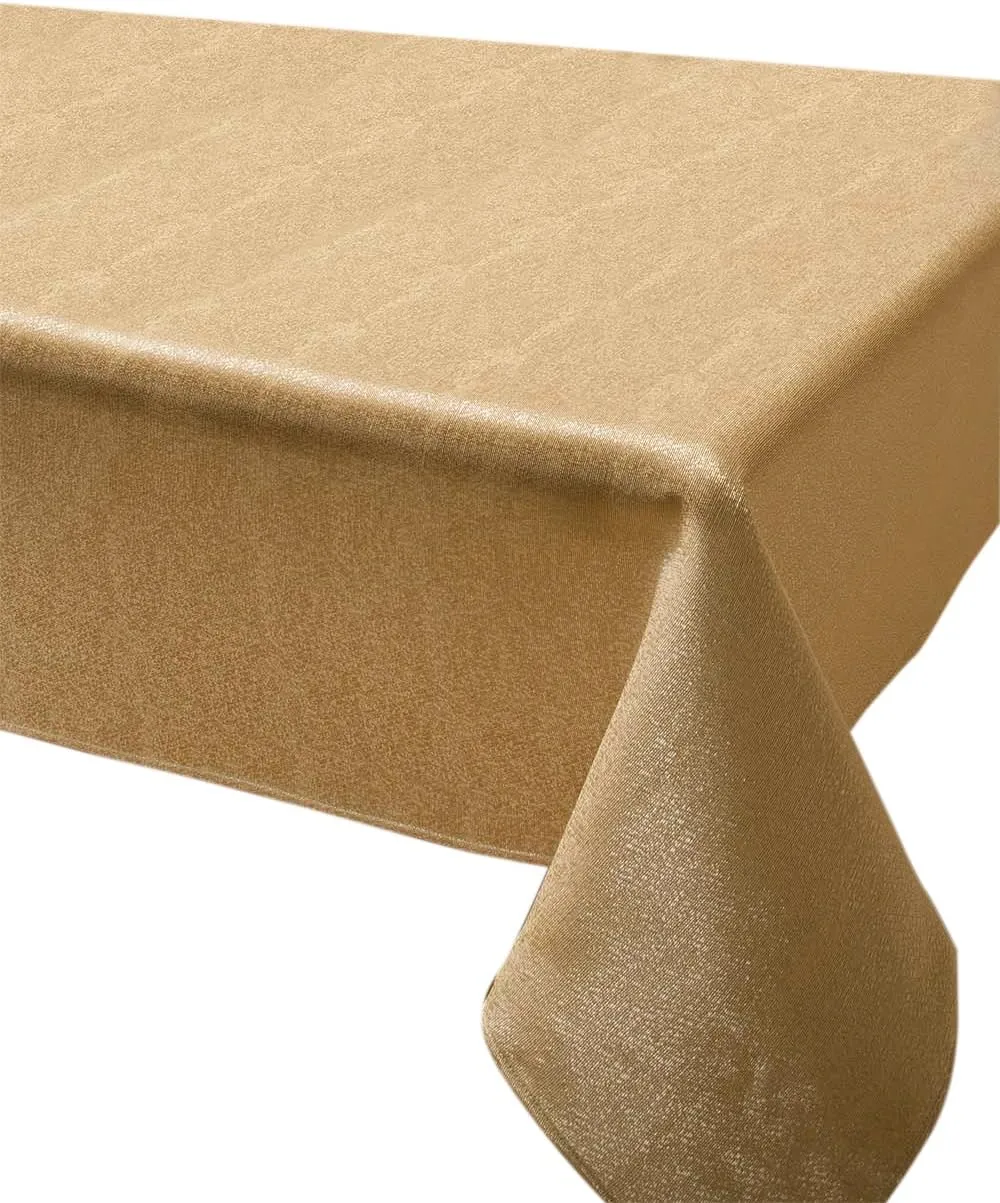 Benson Mills Sandstone Shiny Heavyweight Fabric Tablecloth, Gold- 60-inch-by-84-inch