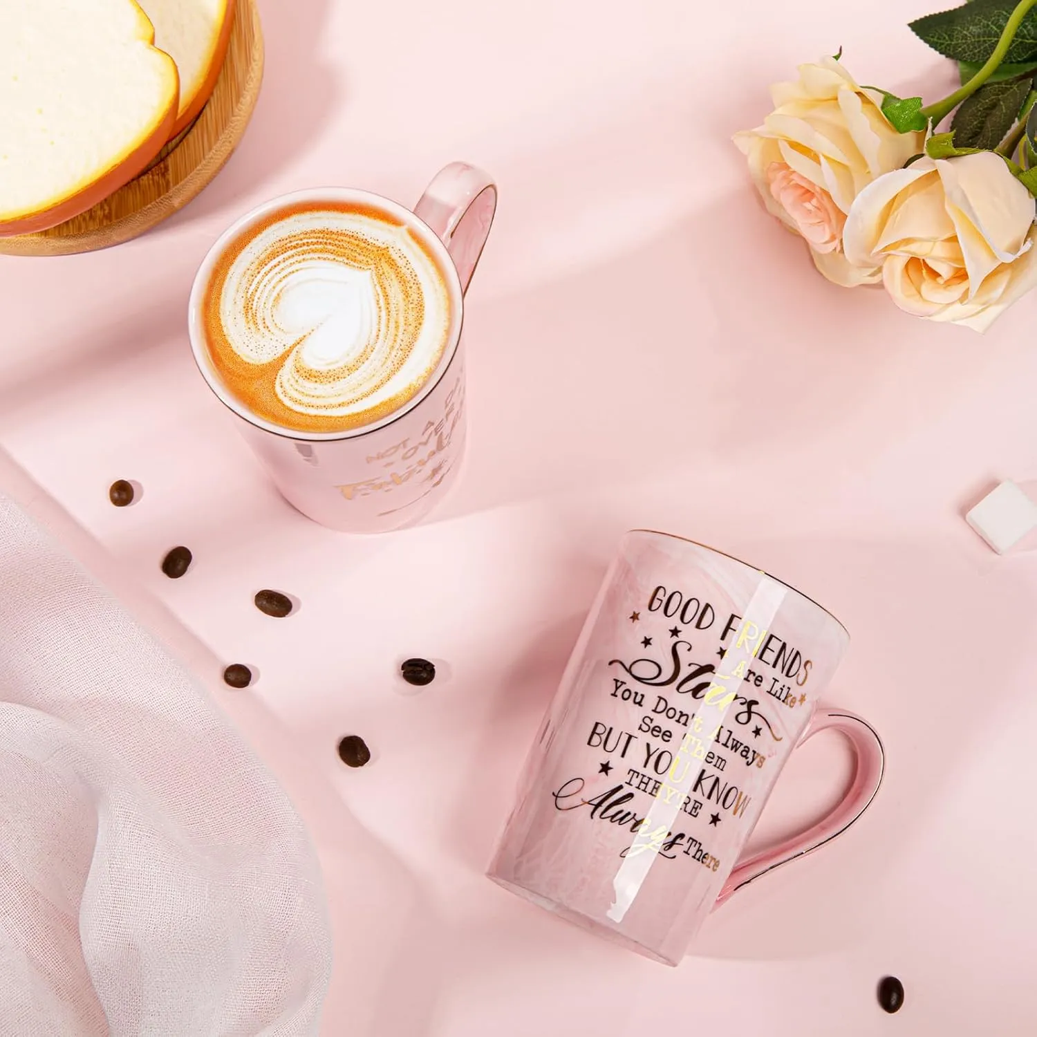 Best Friends, Friendship Gifts for Women Birthday Gifts for Women Unique Birthday Gifts Ideas for Her, Friends Female, Besties, BFF Ceramic Marble Coffee Mug Gift Box Printed Gold 14 oz