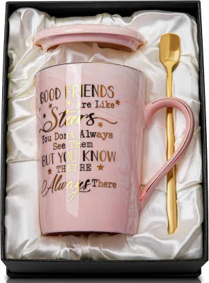 Best Friends, Friendship Gifts for Women Birthday Gifts for Women Unique Birthday Gifts Ideas for Her, Friends Female, Besties, BFF Ceramic Marble Coffee Mug Gift Box Printed Gold 14 oz