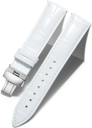 BINLUN Leather Watch Strap Quick Release Strap with Silver Butterfly Deployment Buckle 12mm 13mm 14mm 15mm 16mm 17mm 18mm 19mm 20mm 21mm 22mm 23mm 24mm Watch Band for Men Women