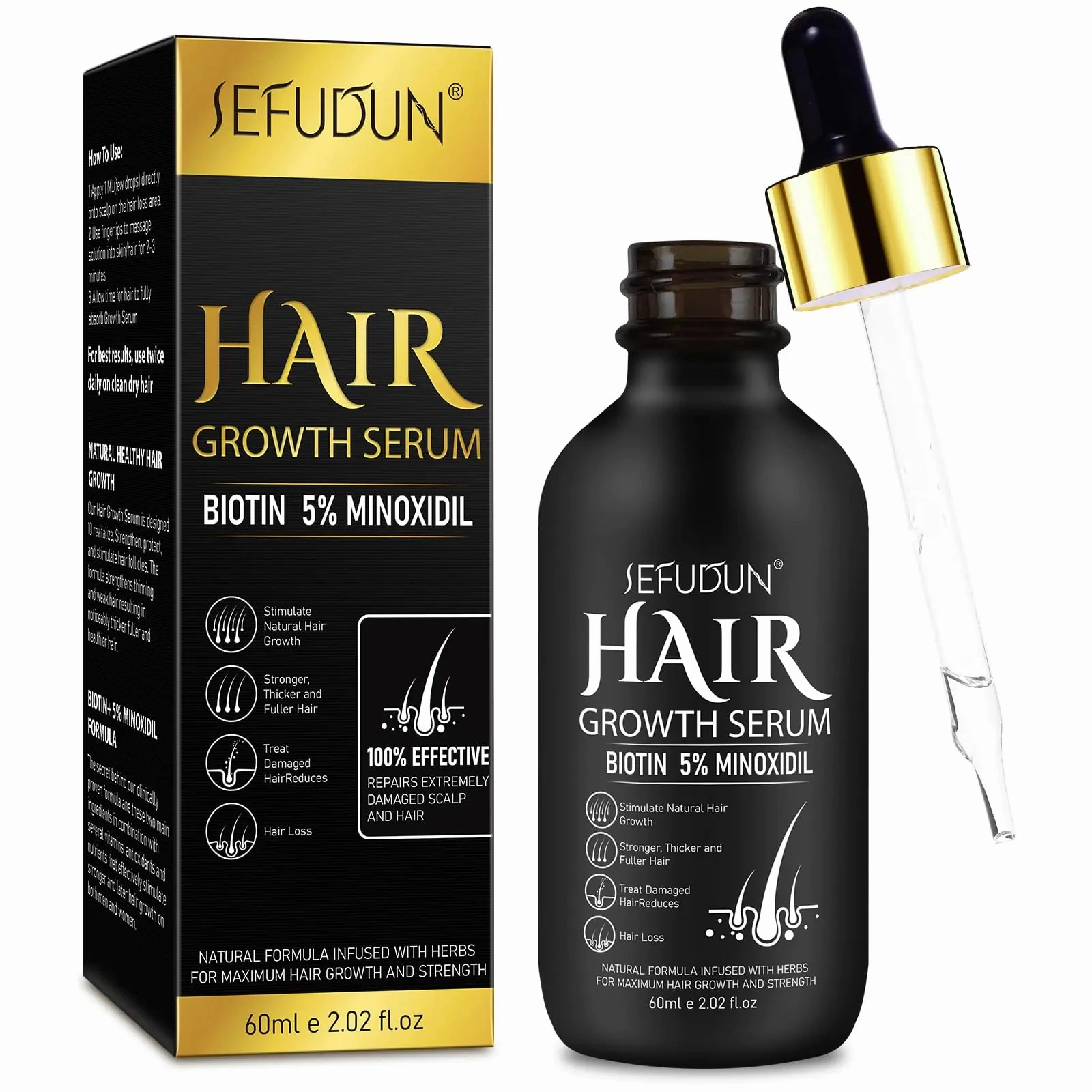 Biotin & Minoxidil 5% Hair Therapy - Scalp Revival Serum for Men and Women - 2.02 Fl oz
