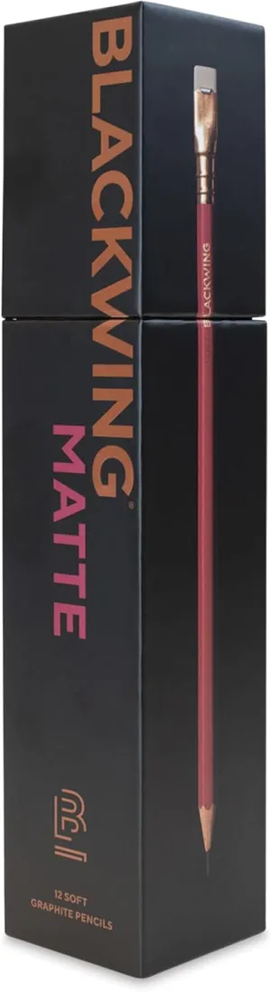Blackwing Matte Pencils - 12 Count, Red Finish, 3B Soft Lead, Premium Wood, Japanese Graphite, Great for Drawing