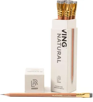 Blackwing Natural Pencils - 12 Count, Nautral Wood Design, Premium Japanese Graphite, Long lasting Extra-Firm Lead
