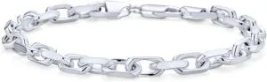Bling Jewelry Mens Thick Solid Heavy .925 Sterling Silver Anchor Oval Forzata Chain Link Bracelet Made In Italy 8-8.5 Inch