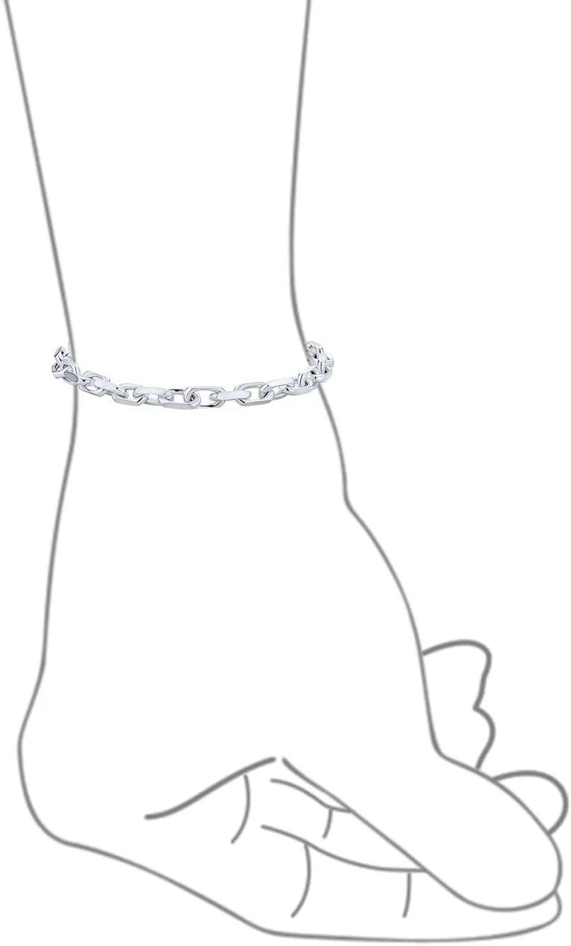 Bling Jewelry Mens Thick Solid Heavy .925 Sterling Silver Anchor Oval Forzata Chain Link Bracelet Made In Italy 8-8.5 Inch