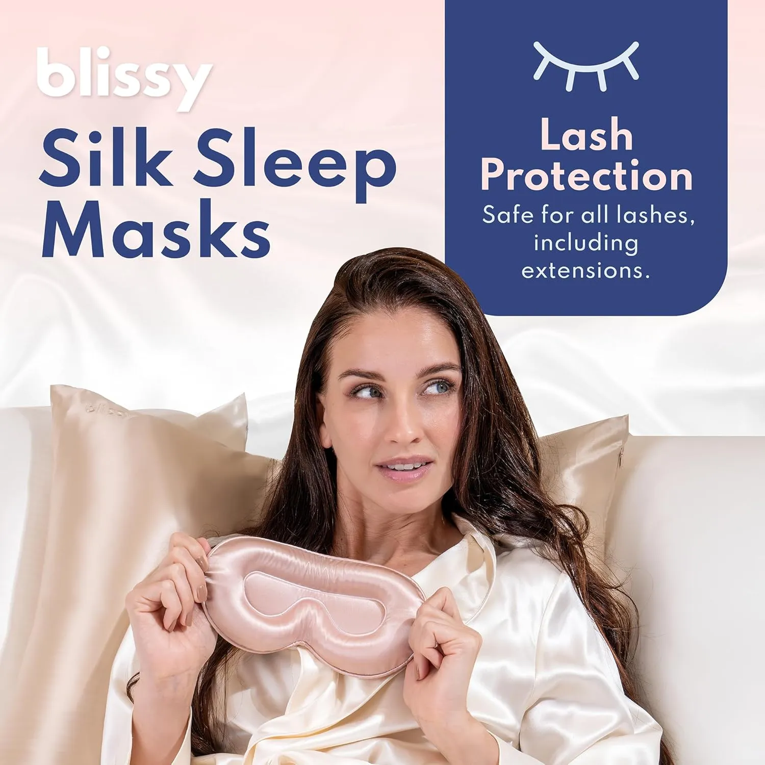 Blissy Silk Sleep Mask Profile - 100% Pure Mulberry Silk 22 Momme 6A Fibers Silk Eye Sleeping Mask for Women & Men for Total Blackout - Blindfold Silk Sleep Mask Side Sleeper Eye Cover (Pink)