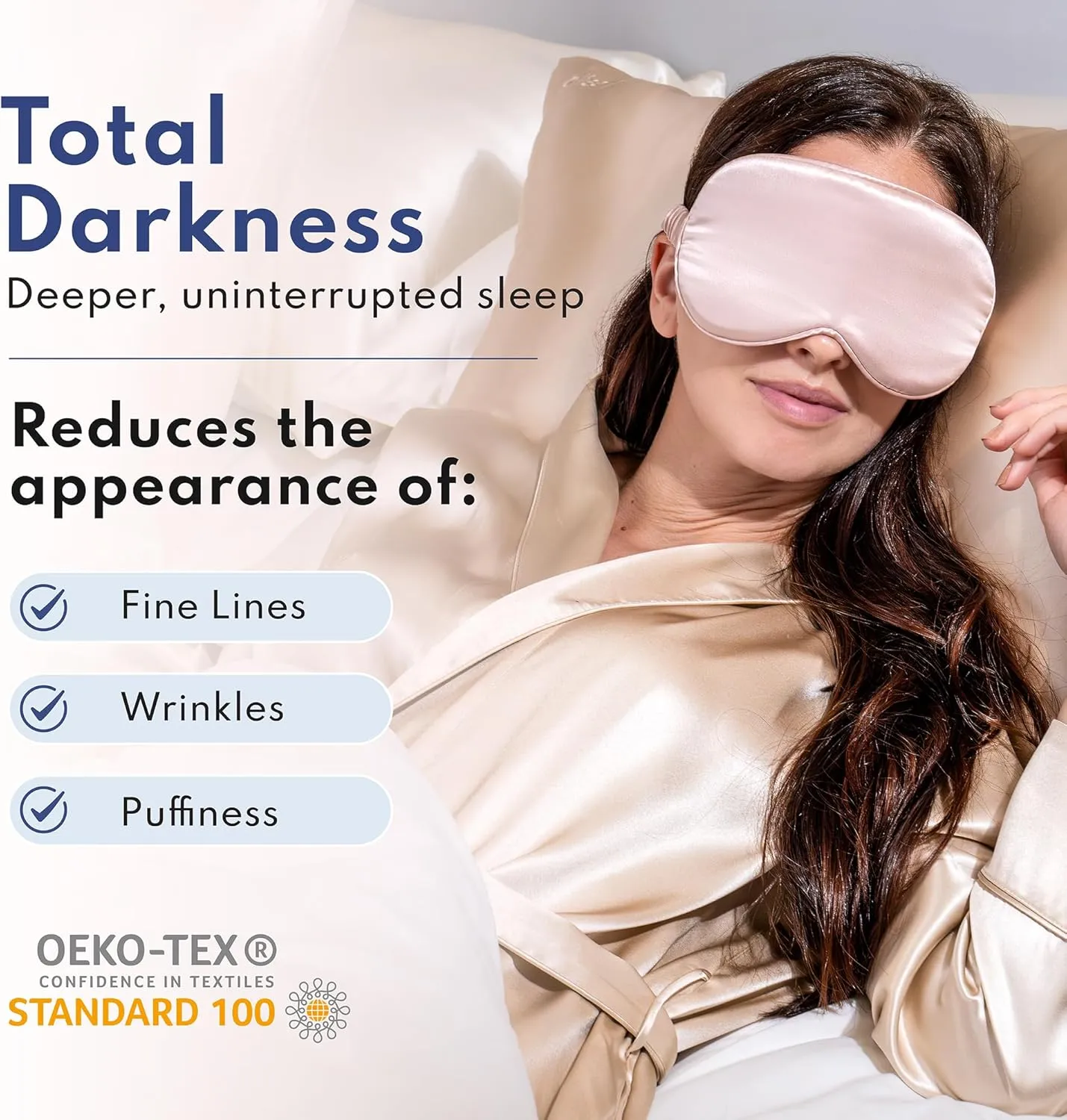 Blissy Silk Sleep Mask Profile - 100% Pure Mulberry Silk 22 Momme 6A Fibers Silk Eye Sleeping Mask for Women & Men for Total Blackout - Blindfold Silk Sleep Mask Side Sleeper Eye Cover (Pink)
