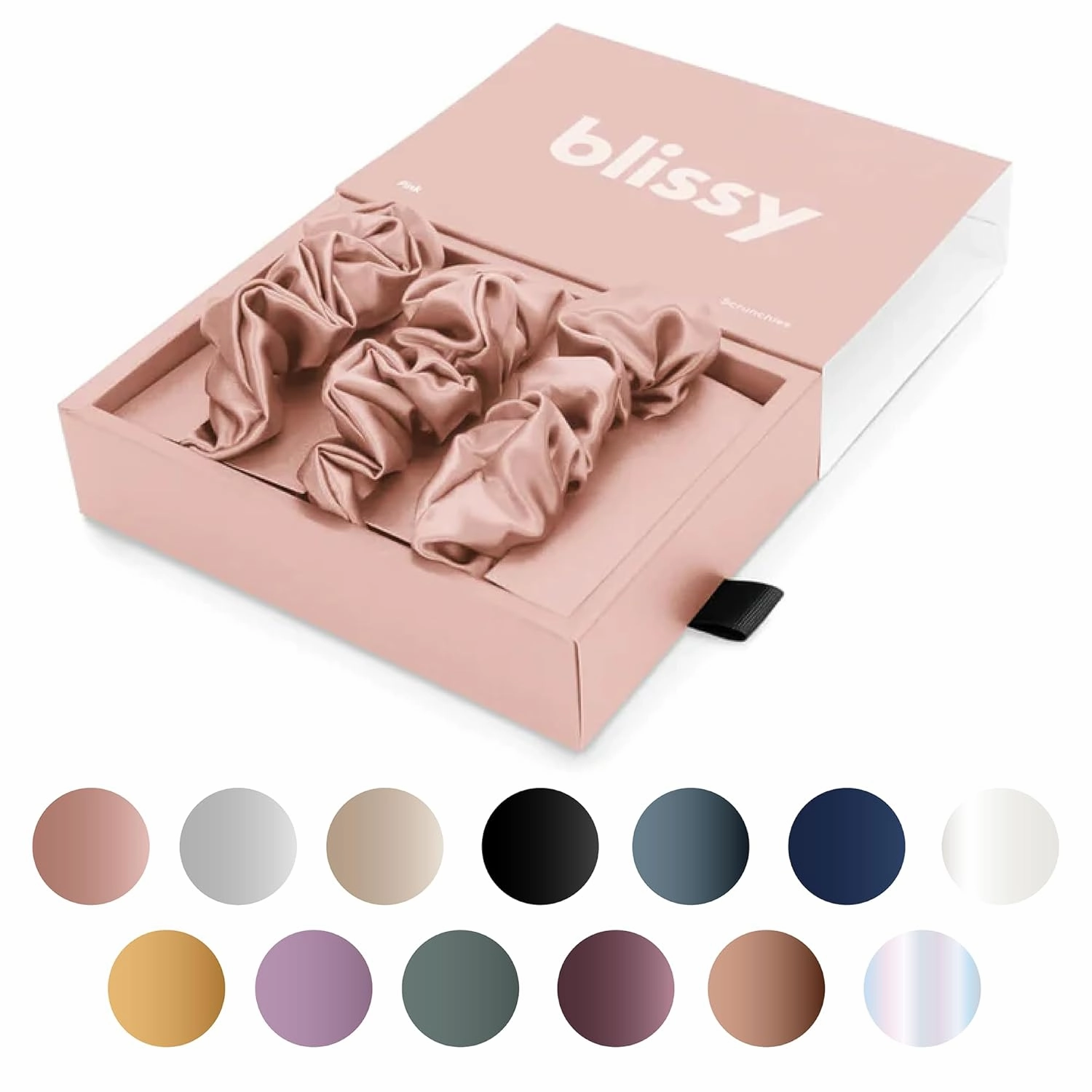 Blissy Silk Scrunchies (3 Pack) - 100% Pure Mulberry Silk - 22 Momme 6A High-Grade Fibers - Silk Scrunchie for Straight & Curly Hair - Preventing Breakage, Tangling, & Creasing (Pink Skinny)