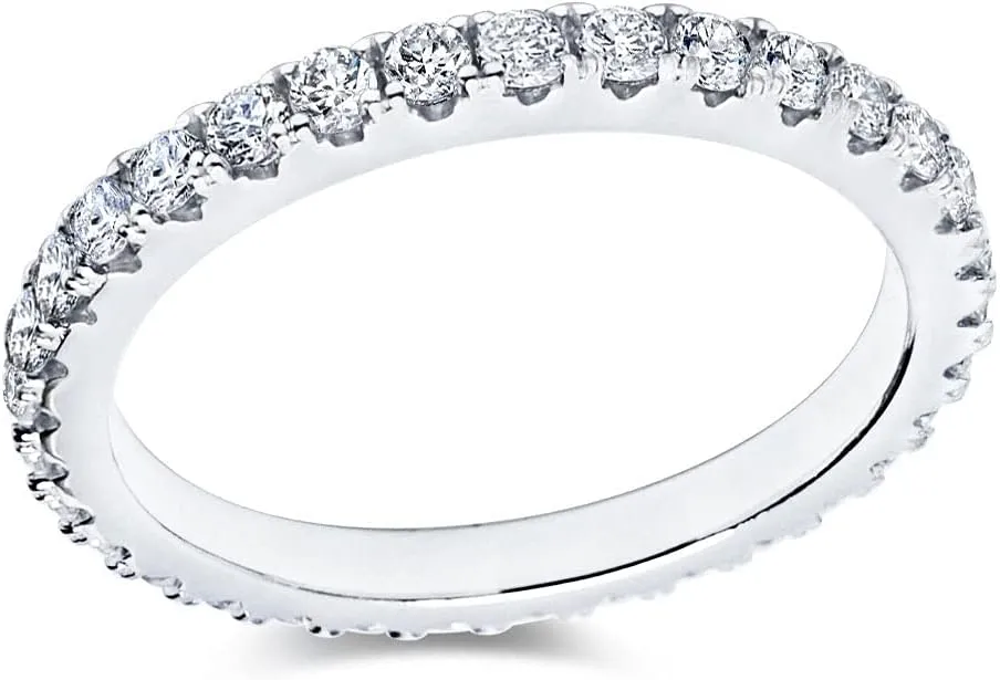 Bo.Dream 1.5mm/2.2mm/3mm Round Cubic Zirconia CZ Full/Half Eternity Rings Wedding Band Sterling Silver