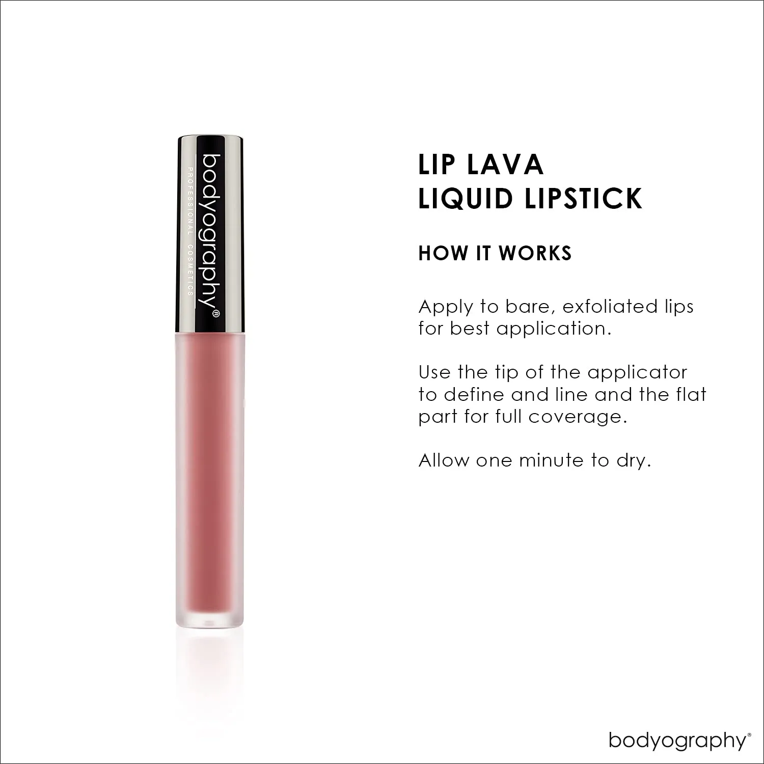 Bodyography Matte Lip Lava Liquid Lipstick (Basic): Dusky-Mauve Salon Makeup Long-Wearing Lipstick with Soft Opaque Finish | Vegan, Gluten-Free, Cruelty-Free, Paraben-Free
