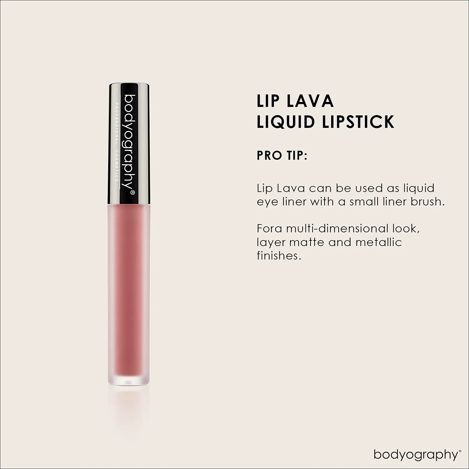 Bodyography Matte Lip Lava Liquid Lipstick (Basic): Dusky-Mauve Salon Makeup Long-Wearing Lipstick with Soft Opaque Finish | Vegan, Gluten-Free, Cruelty-Free, Paraben-Free
