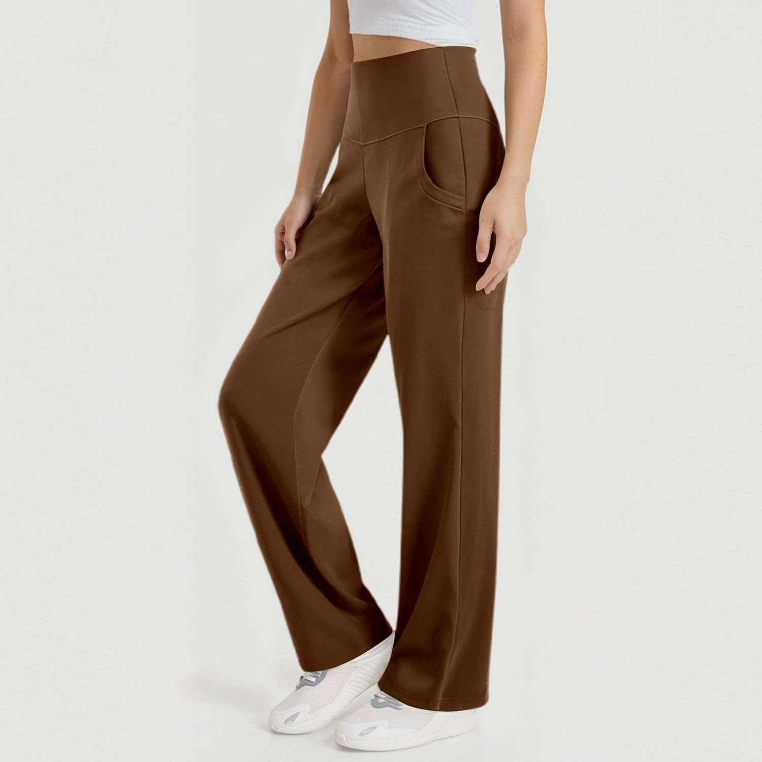 Bootcut Yoga Pants for Women Elastic High Waisted Leggings Tummy Control Pull On Straight Leg Workout Flare Bell Bottoms