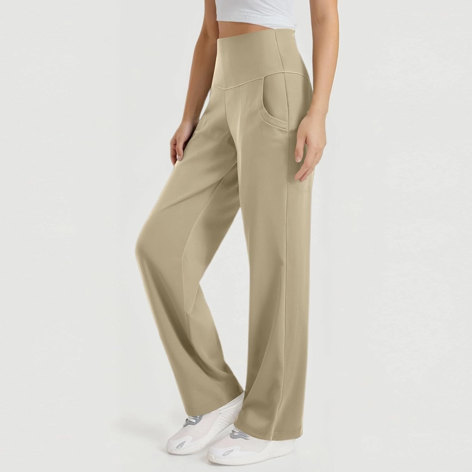 Bootcut Yoga Pants for Women Elastic High Waisted Leggings Tummy Control Pull On Straight Leg Workout Flare Bell Bottoms