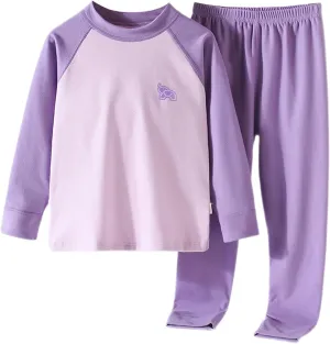 Boys Girls Cotton 𝐏ajamas Long Sleeve Snu𝐠 Fit 𝐏a𝐣ama Sets Color Block Sl𝐞epwear Cute 𝐏js for Kids Loung𝐞wear