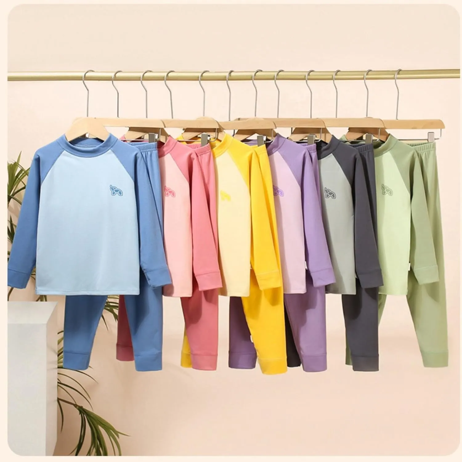 Boys Girls Cotton 𝐏ajamas Long Sleeve Snu𝐠 Fit 𝐏a𝐣ama Sets Color Block Sl𝐞epwear Cute 𝐏js for Kids Loung𝐞wear