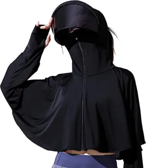 Breathable Ice Silk UV Protection Hooded Windbreaker Jacket, UPF 50 UV Outdoor Cycling Sunscern Clothing for Women