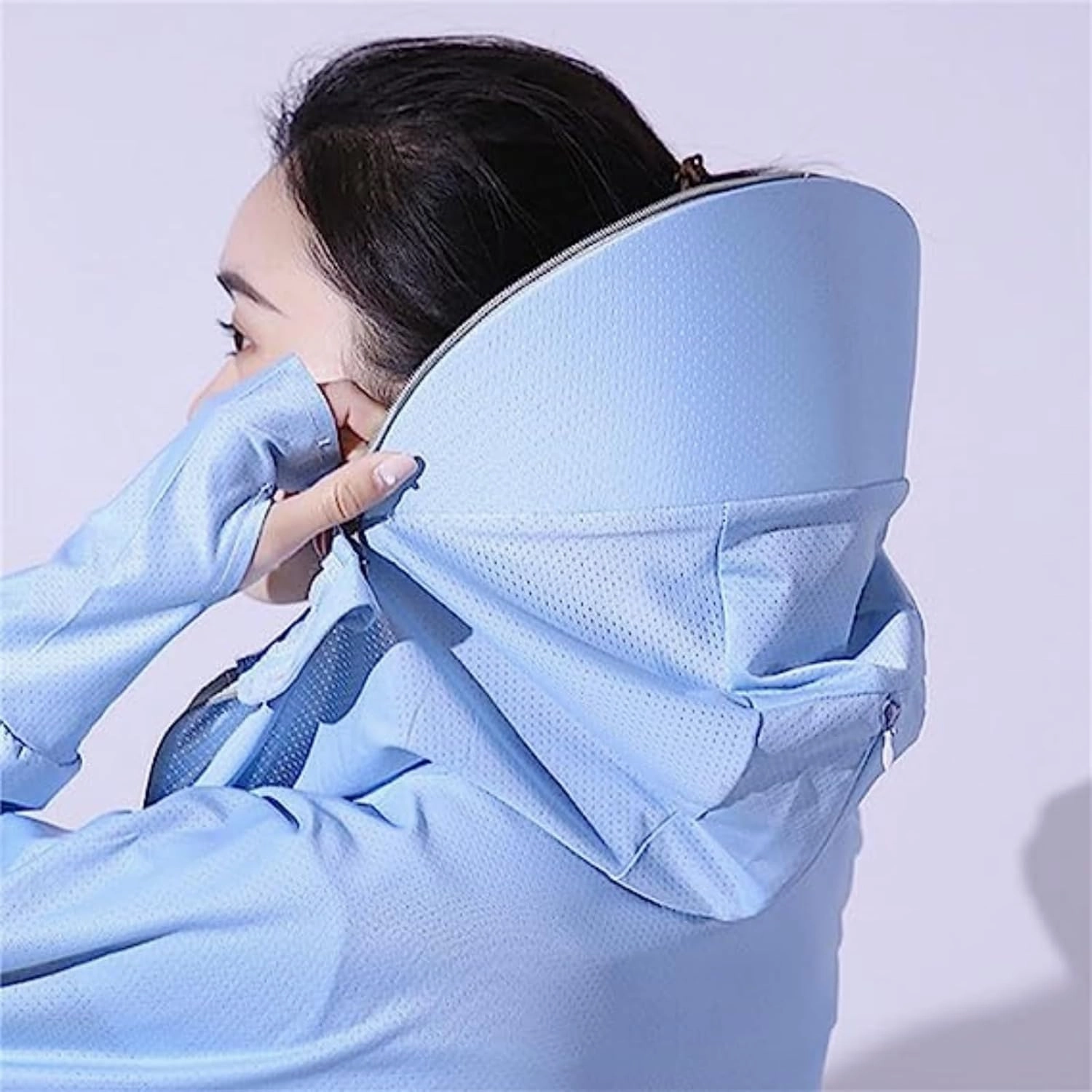 Breathable Ice Silk UV Protection Hooded Windbreaker Jacket, UPF 50 UV Outdoor Cycling Sunscern Clothing for Women