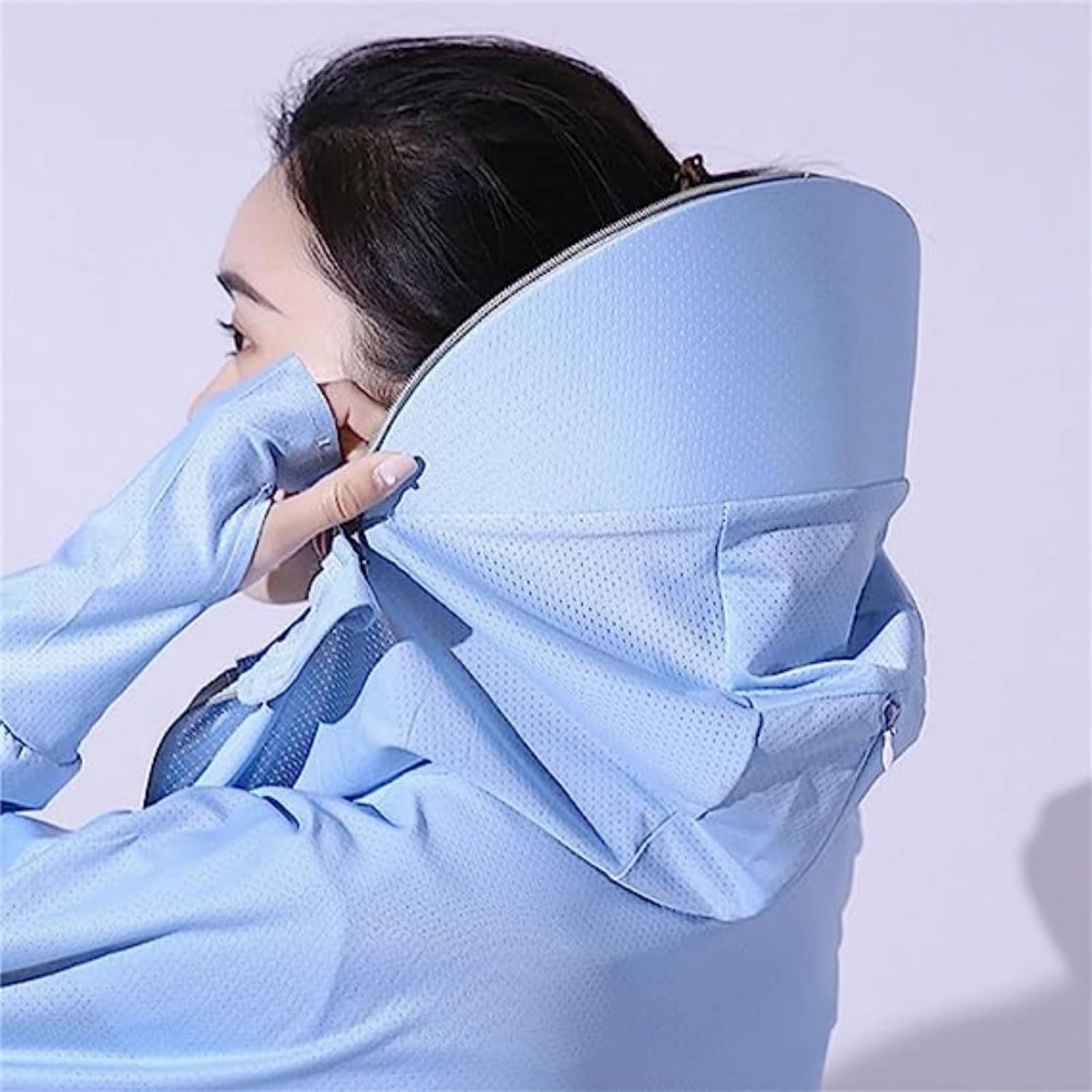 Breathable Ice Silk UV Protection Hooded Windbreaker Jacket, UPF 50 UV Outdoor Cycling Sunscern Clothing for Women