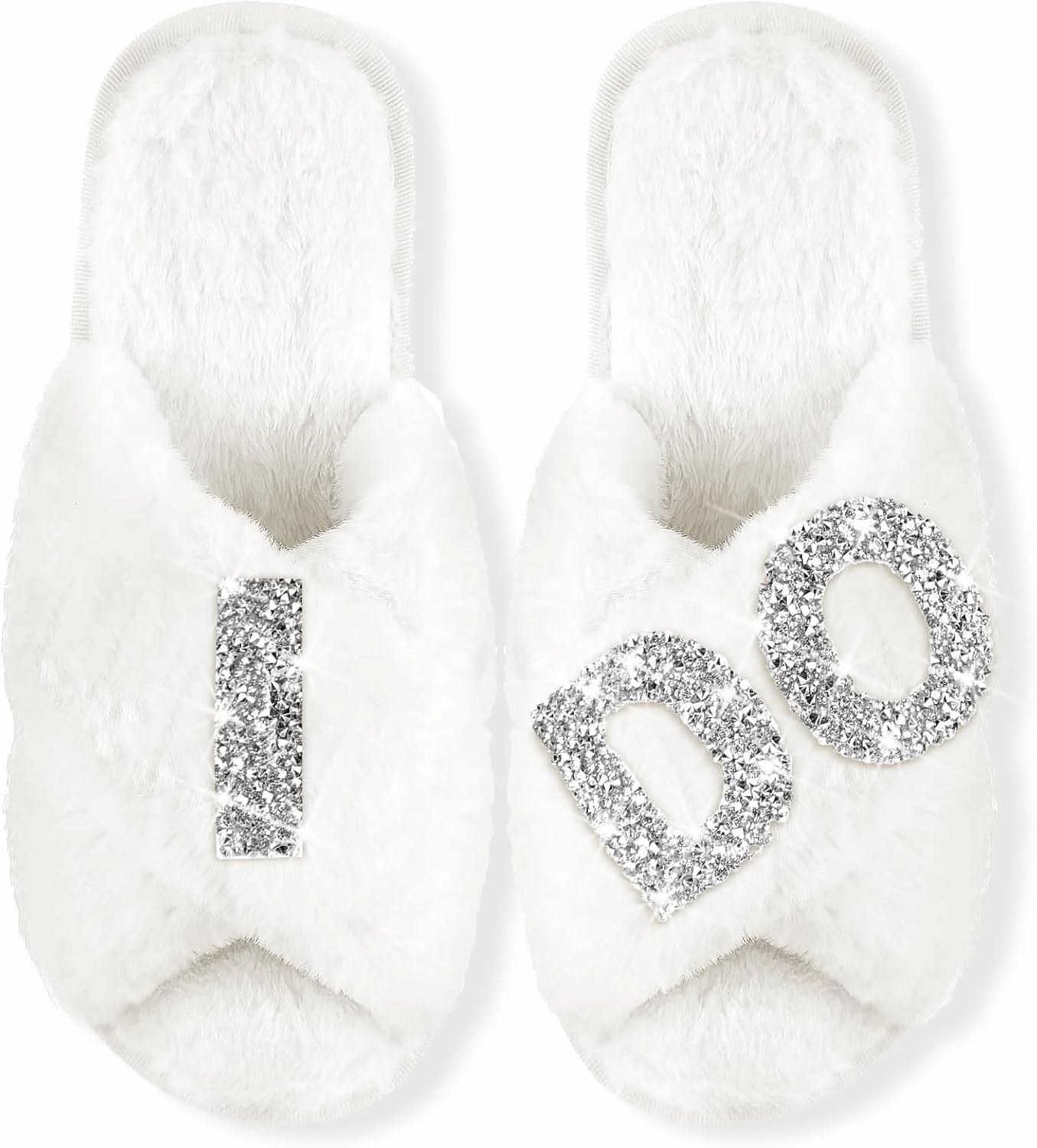 Bride Slippers for Wedding Day - White Bridal Shoes - 'I Do' Wedding Slippers for Brides