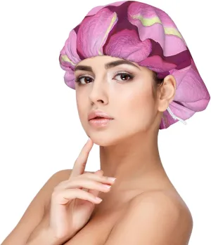 Bright Pink Tennis Balls Printed Satin Hair Bonnet for Sleeping Double Layer Silk Sleep Cap Hair Wrap Cap for Women Men