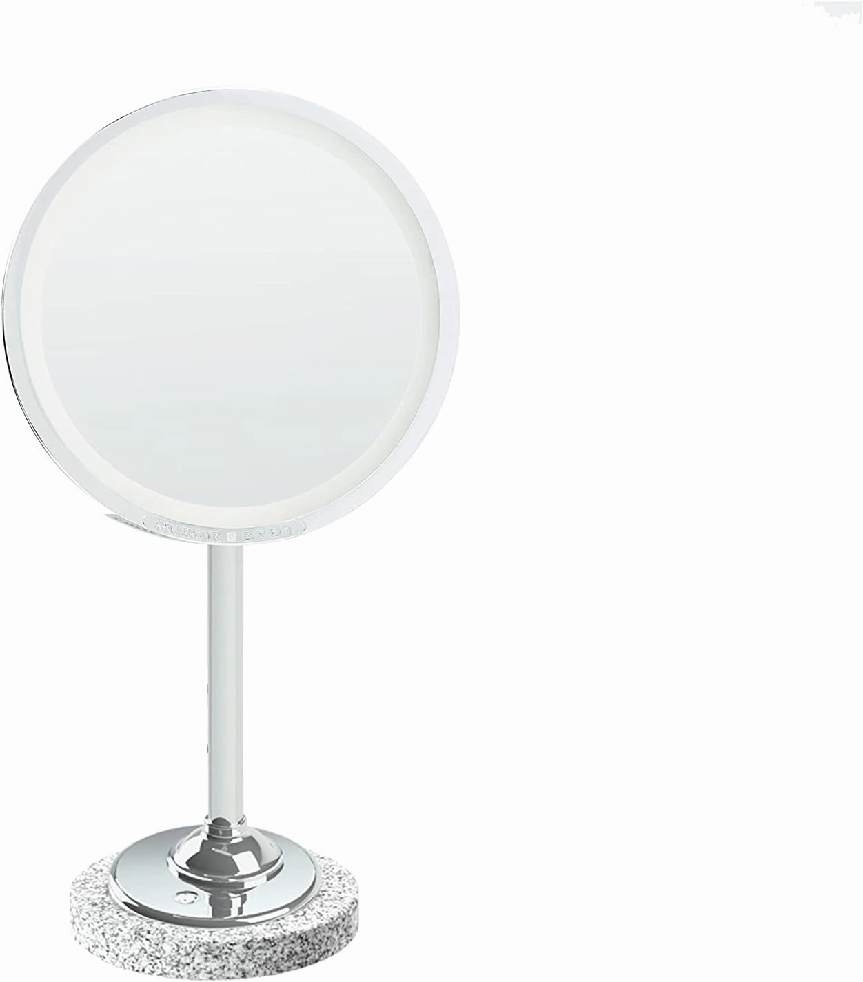 Brot INTEMPOREL Lighted Vanity Mirror on Marble Base, 9 1/2 Inches in Diameter