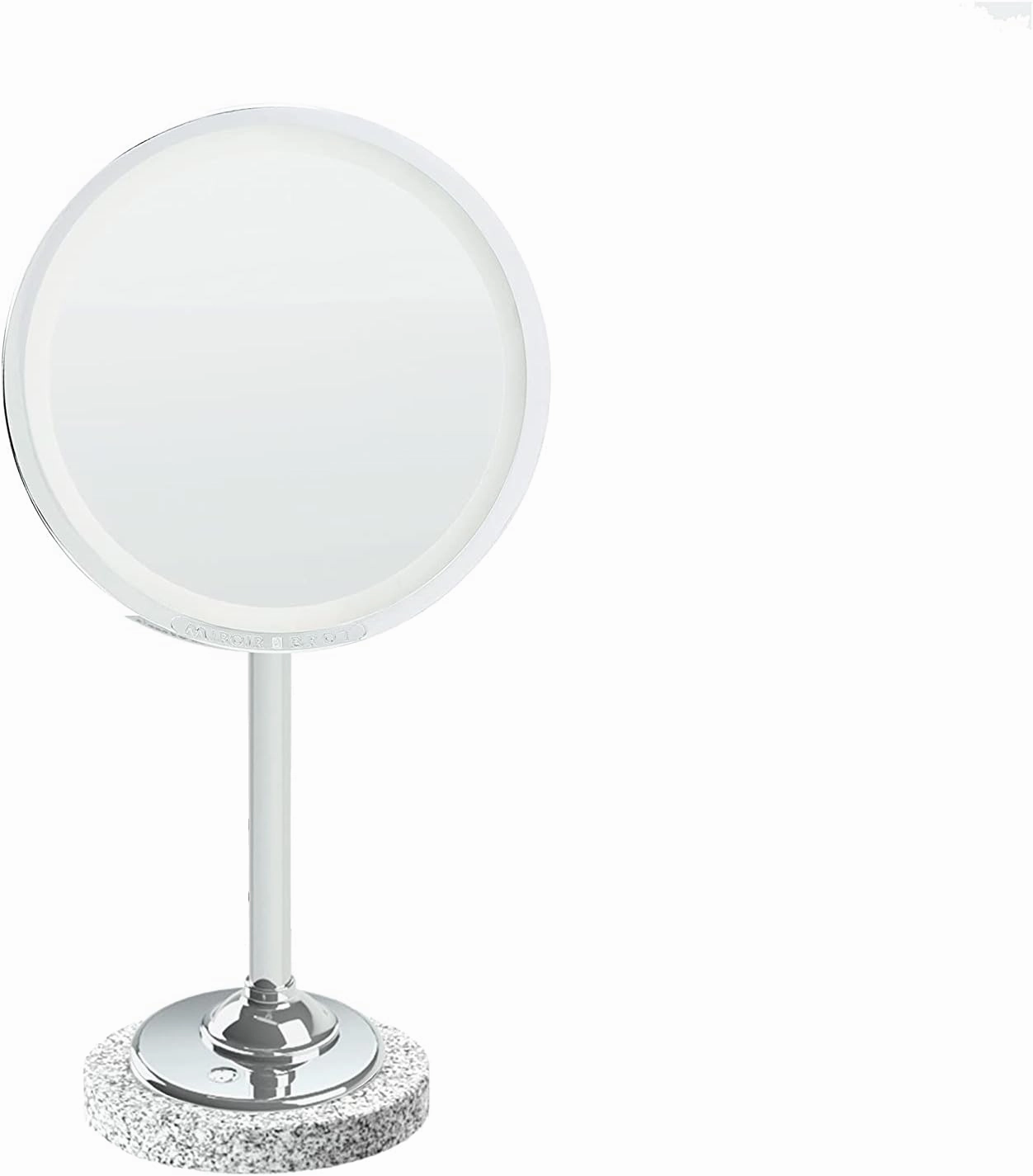 Brot INTEMPOREL Lighted Vanity Mirror on Marble Base, 9 1/2 Inches in Diameter