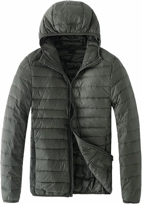 Bubble Jacket For Men With Hood Light Padded Packable Puffer Jacket Hooded Zip Up Lightweight Quilted Down Coat