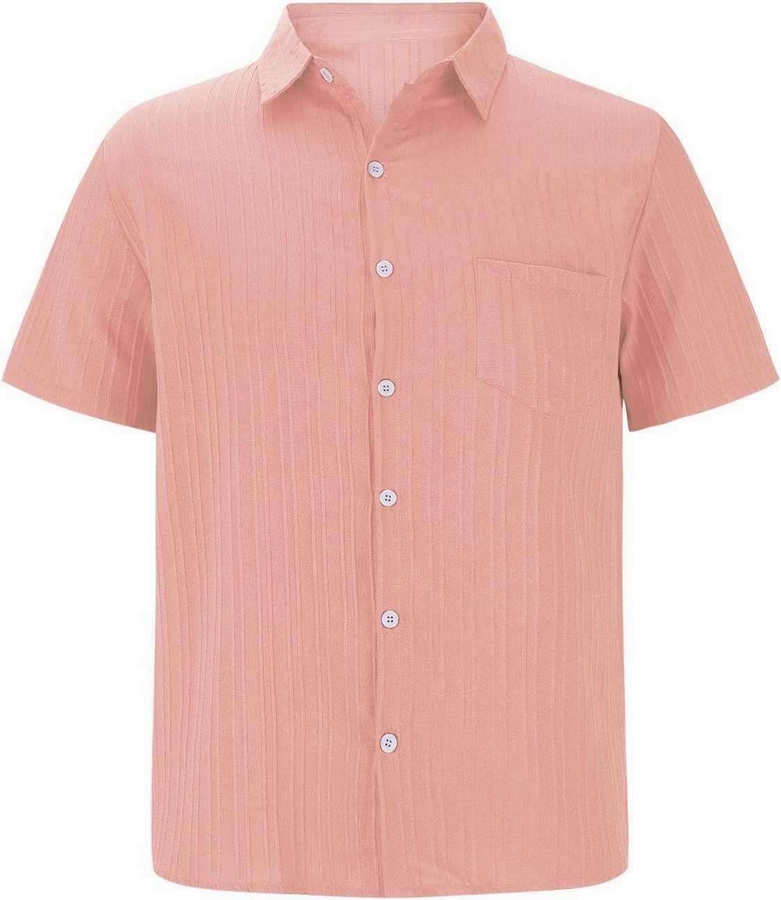Casual Shirts for Men Summer Loose Fashion Button Down Shirts Vacation Solid Pleated Lapel Short Sleeve Top Clothes