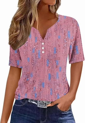 Casual t Shirts for Women Boho Floral Print Short Sleeve Summer Tops Y2K Loose Fit Blouses 2024 Vacation Trendy