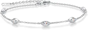 CDE Birthstone Link Evil Eye Bracelet for Women 925 Sterling Silver Charm Anniversary Birthday Christmas Mother's Day Jewelry Gifts for Wife Girlfriend Her