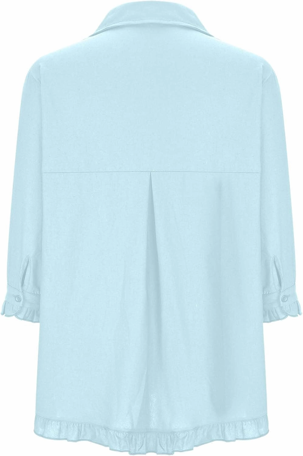 Ceboyel Women Button Down Linen Shirts Solid Summer Casual Blouses Ruffle Hem Flowy Tops Trendy Ladies Going Out Clothes 2023