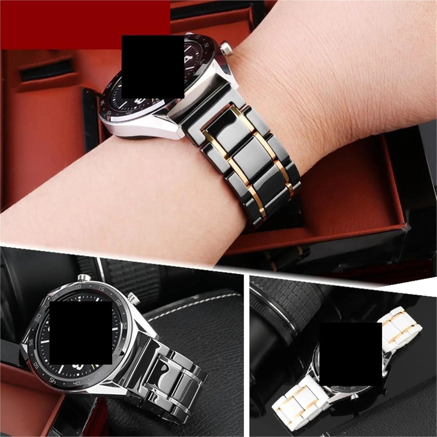 Ceramic Stainless Steel Watch Strap 20mm 22mm Men's Women's Quick-release Universal Replacement Wristband Suitable for Traditional Watches
