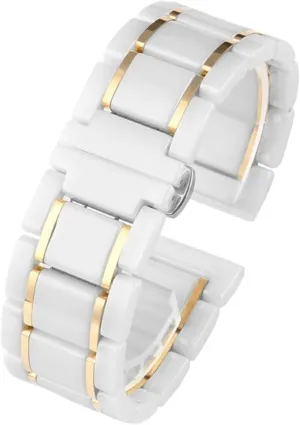 Ceramic Stainless Steel Watch Strap 20mm 22mm Men's Women's Quick-release Universal Replacement Wristband Suitable for Traditional Watches