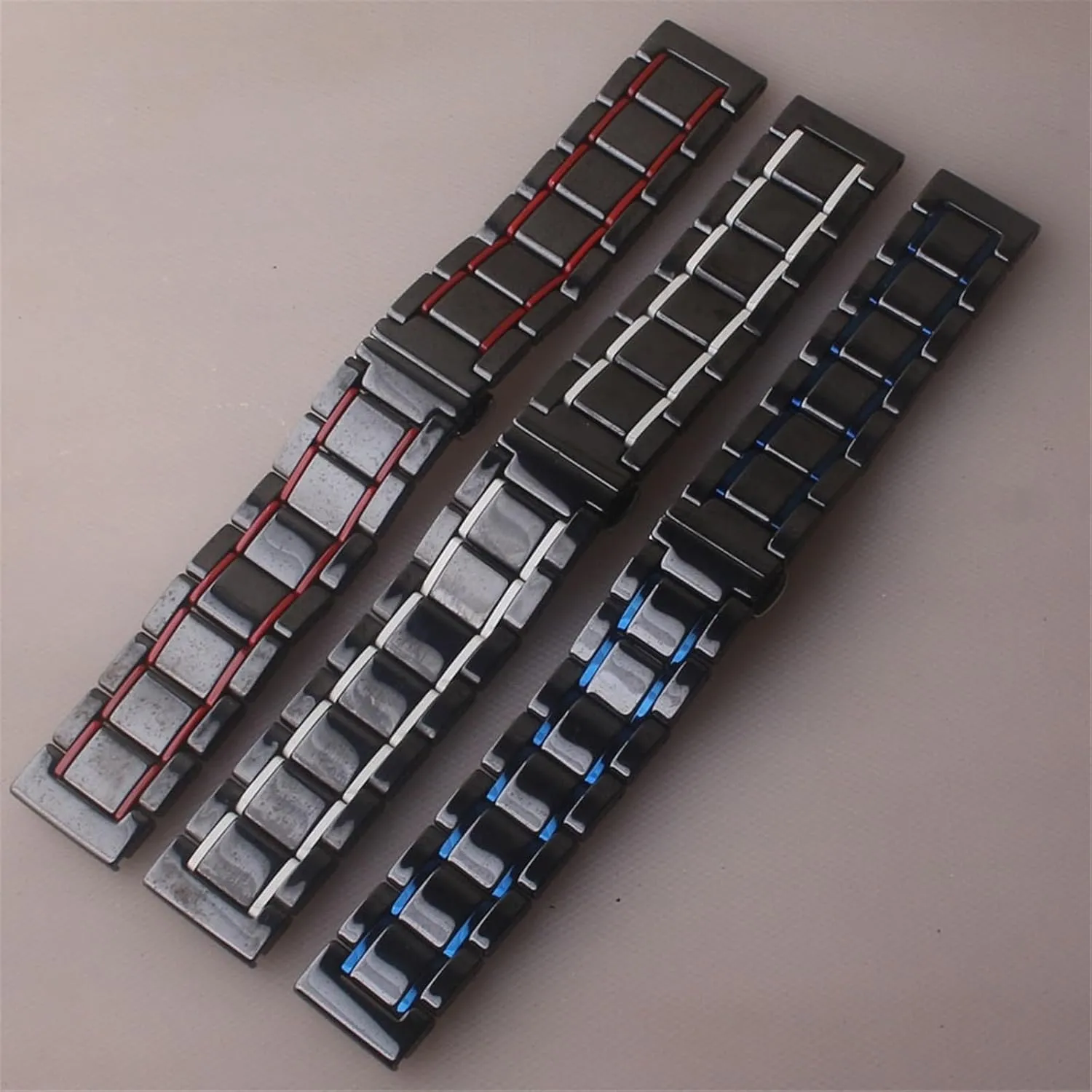 Ceramic Watch Strap Accessories Fashion Black With Red 20mm 22mm Universal Men's Quick Release Wristband Suitable for Quartz Watch Smart Watch