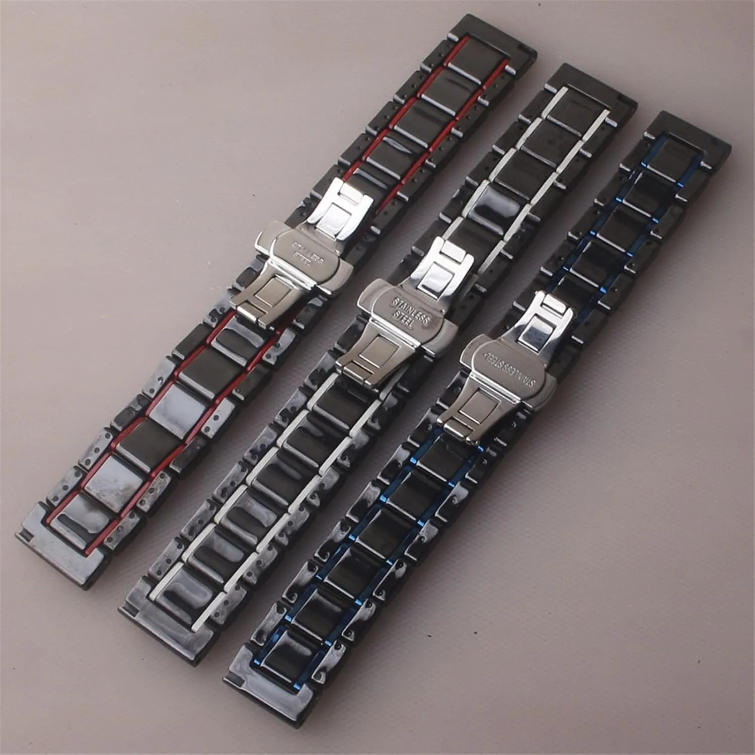 Ceramic Watch Strap Accessories Fashion Black With Red 20mm 22mm Universal Men's Quick Release Wristband Suitable for Quartz Watch Smart Watch