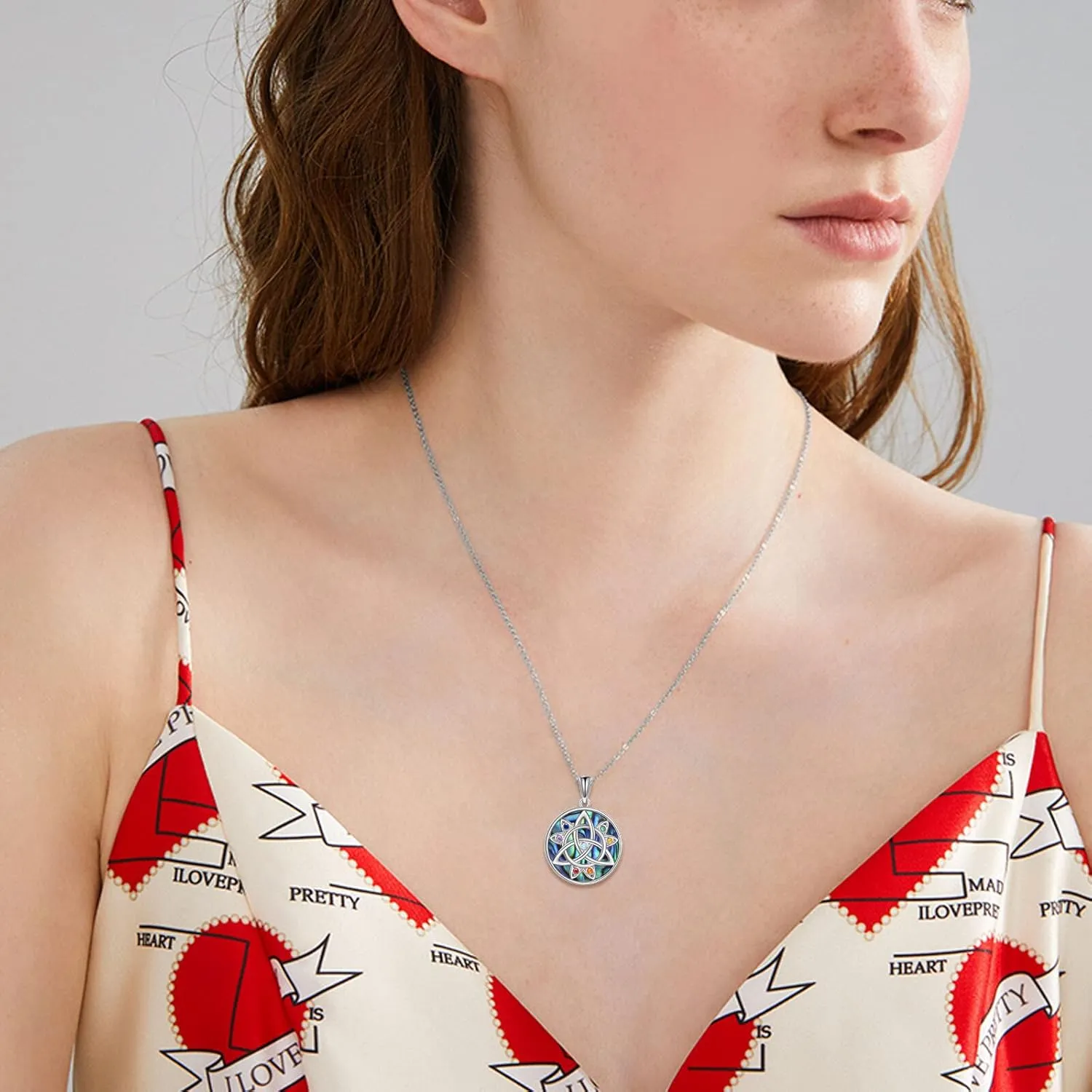 Chakra Lotus Necklace 925 Sterling Silver Yoga Pendant Abalone Shell Jewelry Gift for Women Spiritual Amulet Necklace for Men