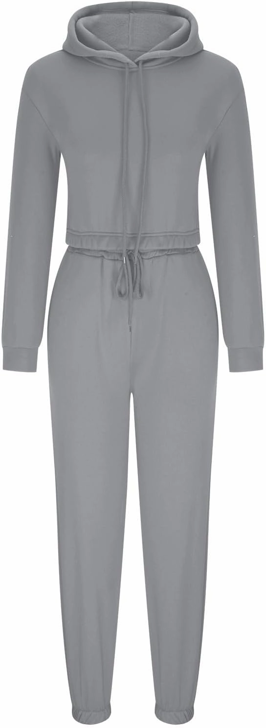 Charella Two Piece Sweatsuit Outfits for Women's Solid Pullover Hoodies Drawstring Cinch Bottom Trousers Sets With Pocket