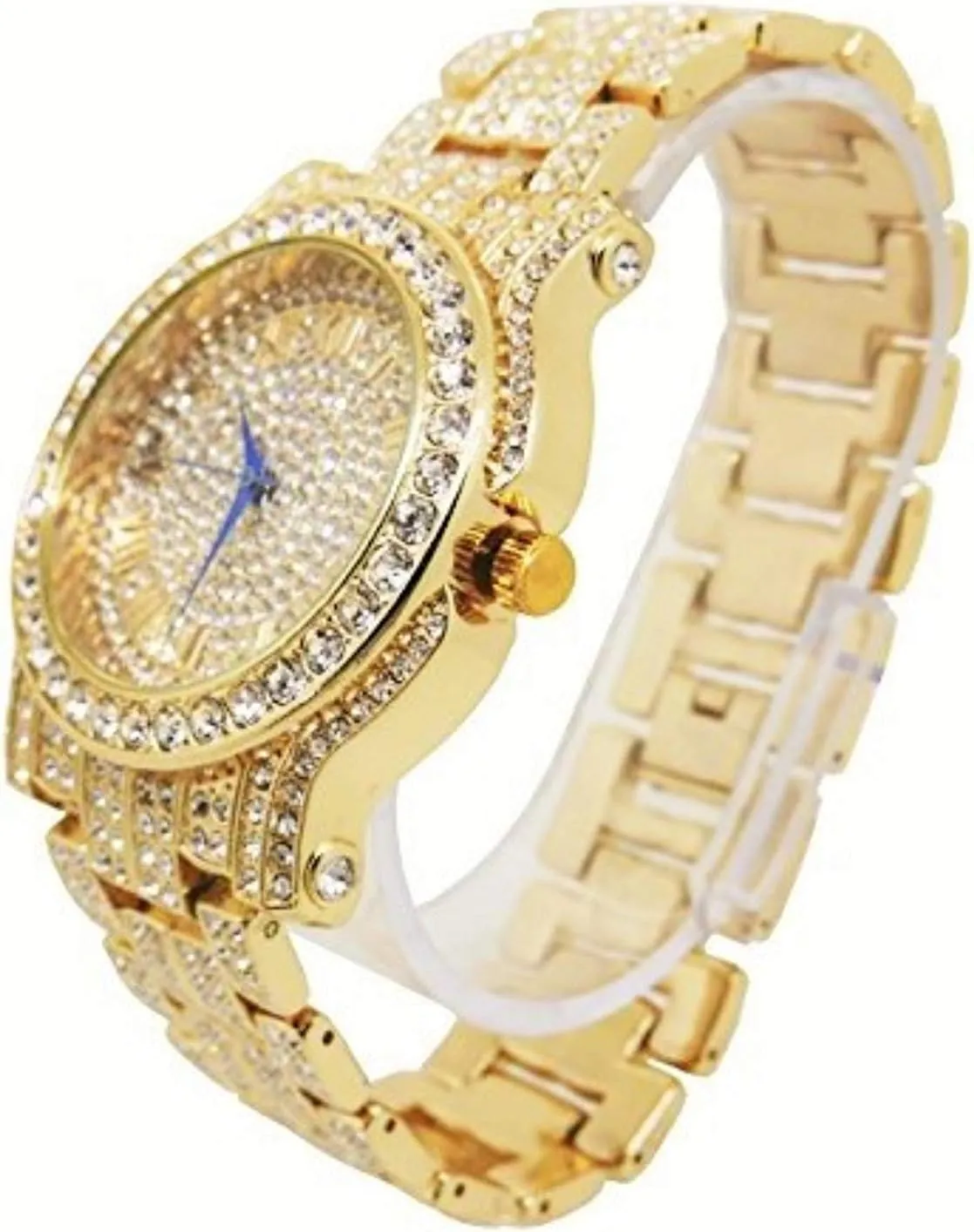 Charles Raymond Bling-ed Out Silver Round Luxury Mens Watch w/Bling-ed Out Bracelet - L0504B