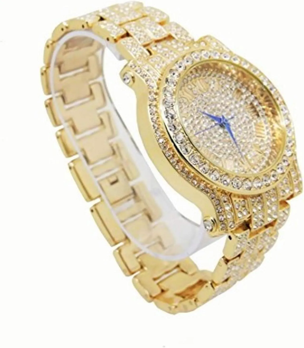 Charles Raymond Bling-ed Out Silver Round Luxury Mens Watch w/Bling-ed Out Bracelet - L0504B