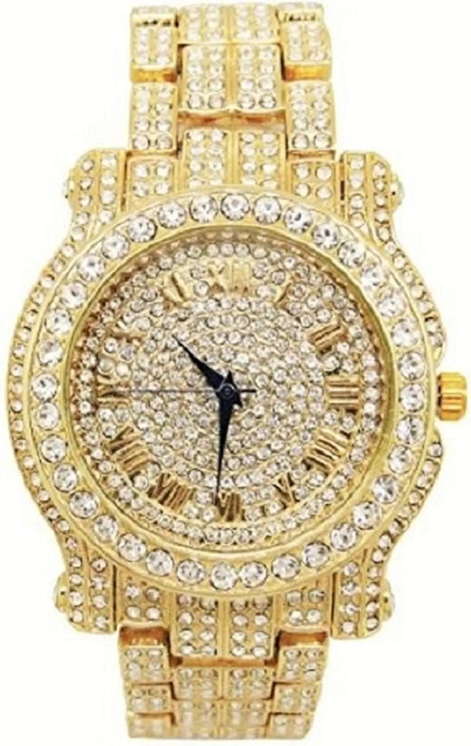 Charles Raymond Bling-ed Out Silver Round Luxury Mens Watch w/Bling-ed Out Bracelet - L0504B