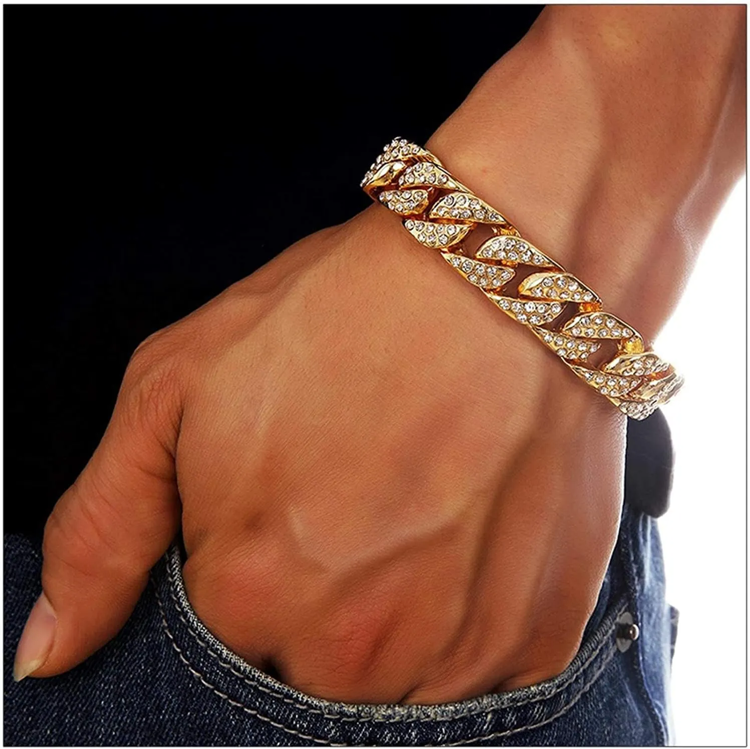 Charles Raymond Bling-ed Out Silver Round Luxury Mens Watch w/Bling-ed Out Bracelet - L0504B