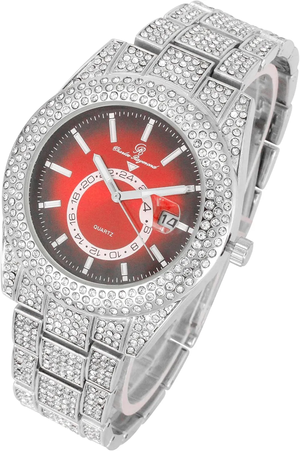 Charles Raymond Minimalist Designer Iced Out Watch with Date Window on dial A Hip Hop Clone Conspiracy Timepiece to Become a King of Bling - ST10328A