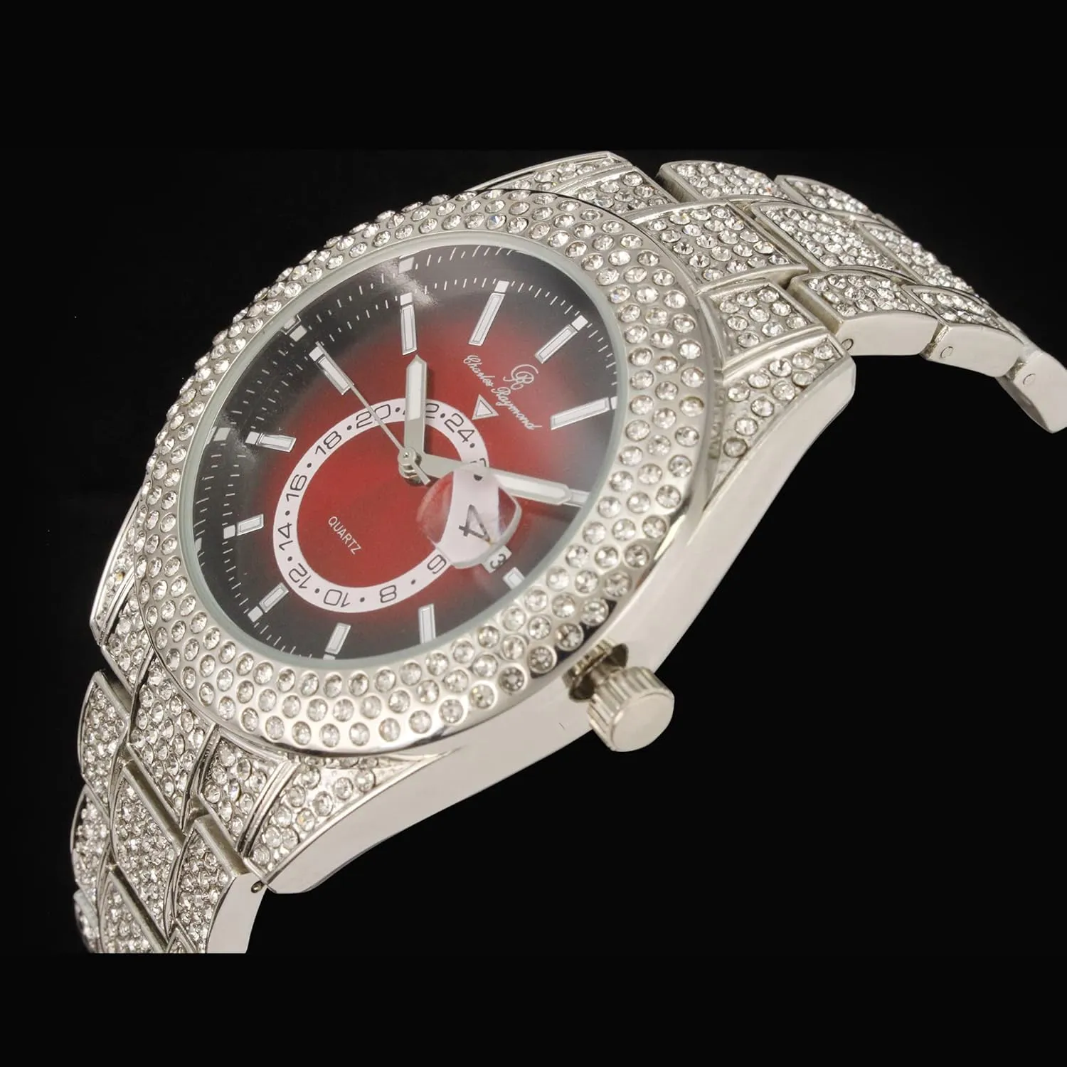 Charles Raymond Minimalist Designer Iced Out Watch with Date Window on dial A Hip Hop Clone Conspiracy Timepiece to Become a King of Bling - ST10328A